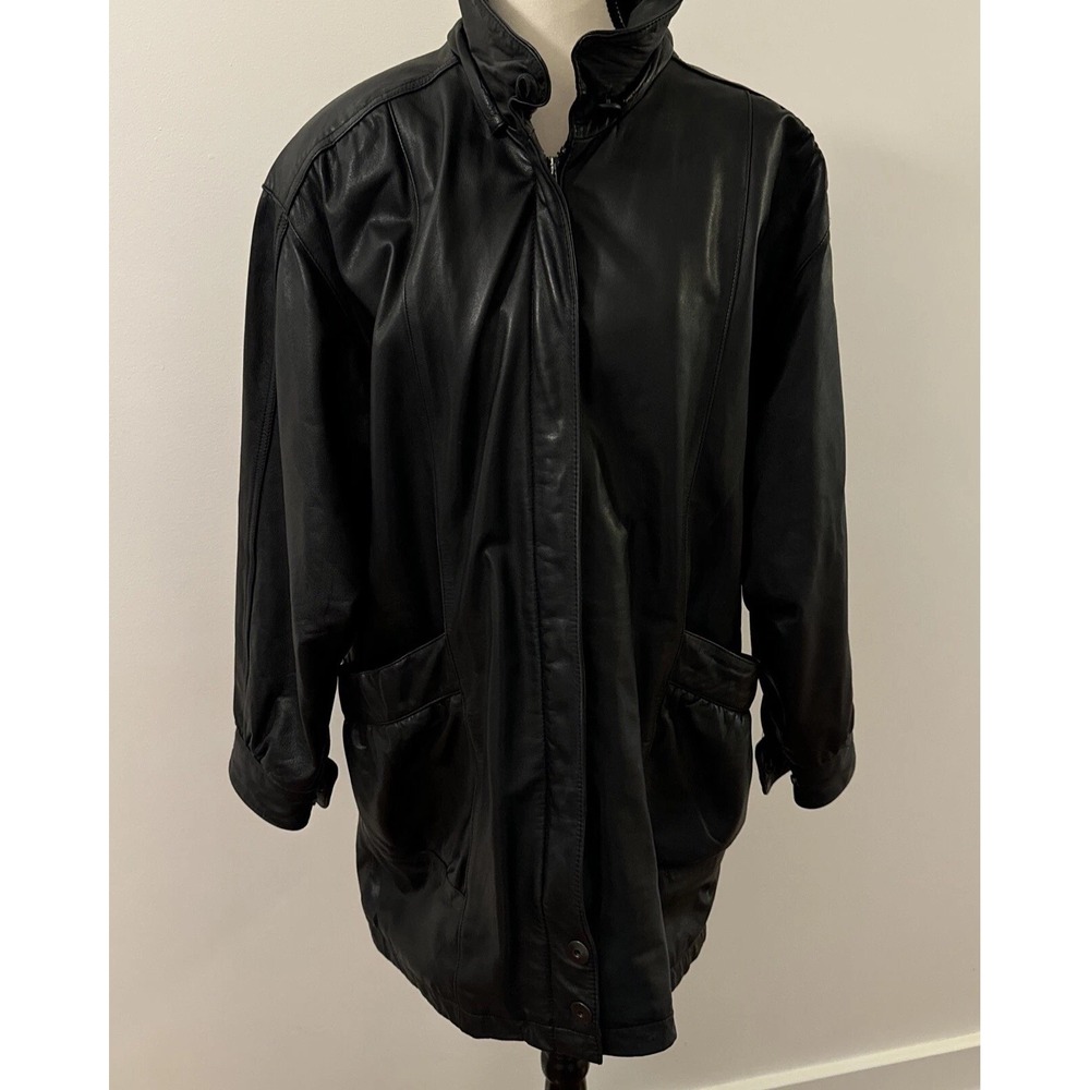 Women's Vintage Leather Jacket by Jacqueline Ferrar  Black Size Medium Excellent